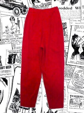 pin up red velvet capri pants 50s vintage size extra small xs 2xs xxs